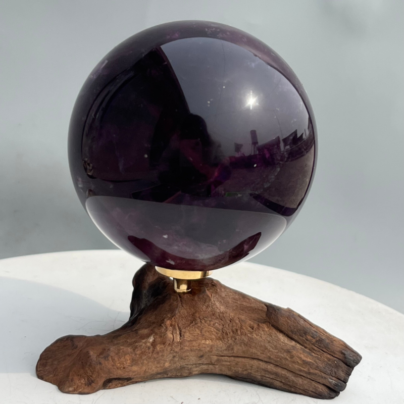 580g Natural Fluorite ball Colorful Quartz Crystal Gemstone Healing + Stand