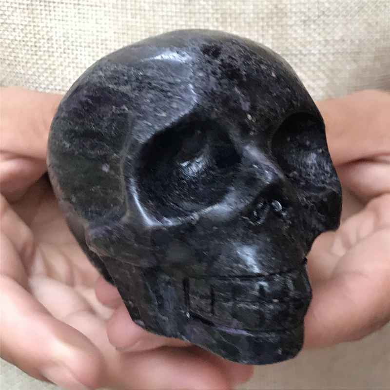 0.41kg Natural black jade quartz skull carved Quartz Crystal skull Healing