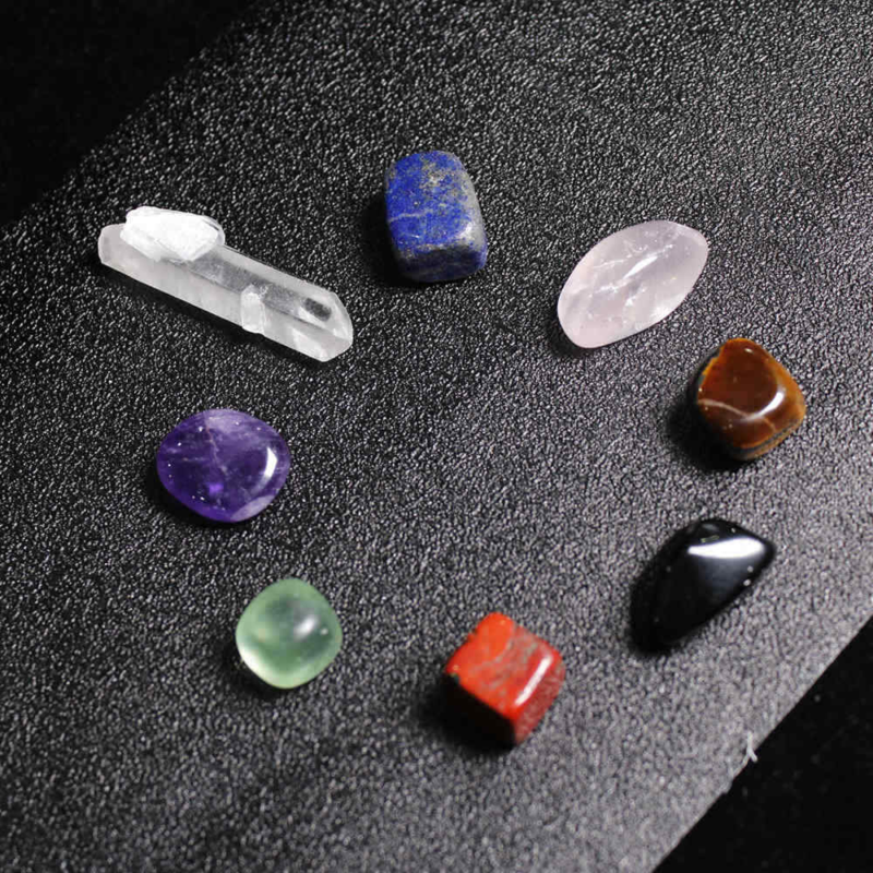 7 Chakra Rare Crystal Natural Quartz Reiki Balance Tumbled Stone Set W/ Pouch US