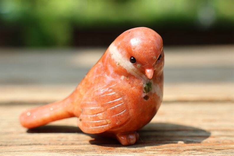 2.4" Natural Sesame stone Carved bird Reiki Creative Crystal Skull decor gift 1x