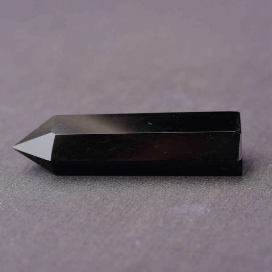 50-60mm Natural Obsidian Quartz Crystal Stone Point Healing Hexagonal Wand Black
