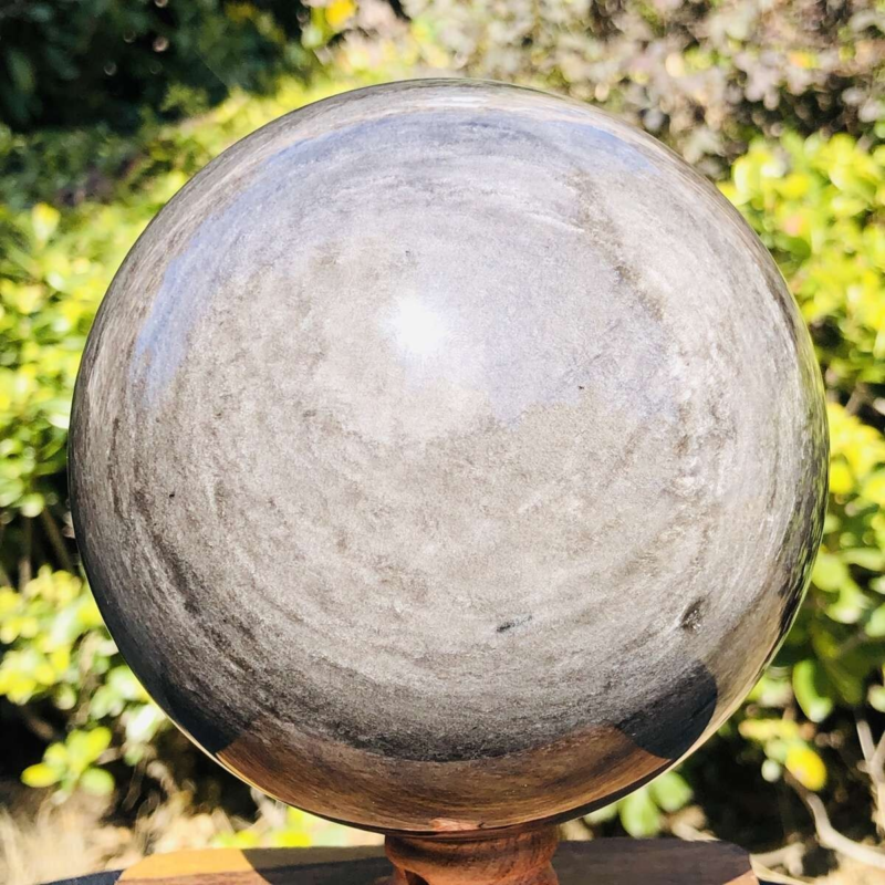 2150G HUGE Natural Silver Obsidian Sphere Crystal quartz Ball Healing 779
