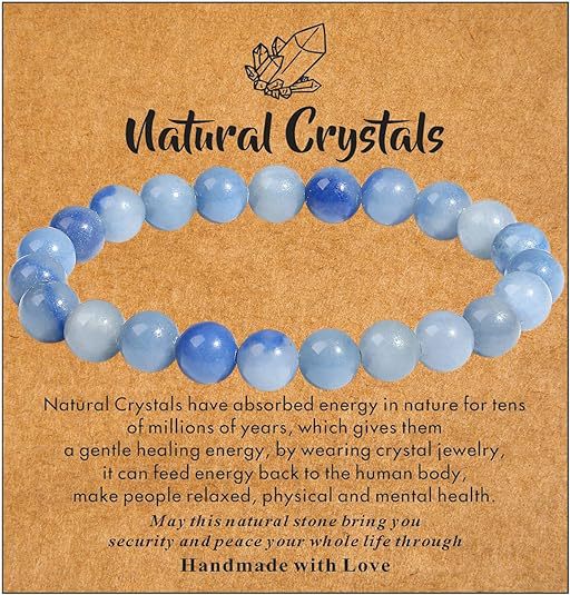 Natural Stone with Cardboard Beads Elastic String Bracelet Crystal Agate Tiger-Eye Bracelet Ornament