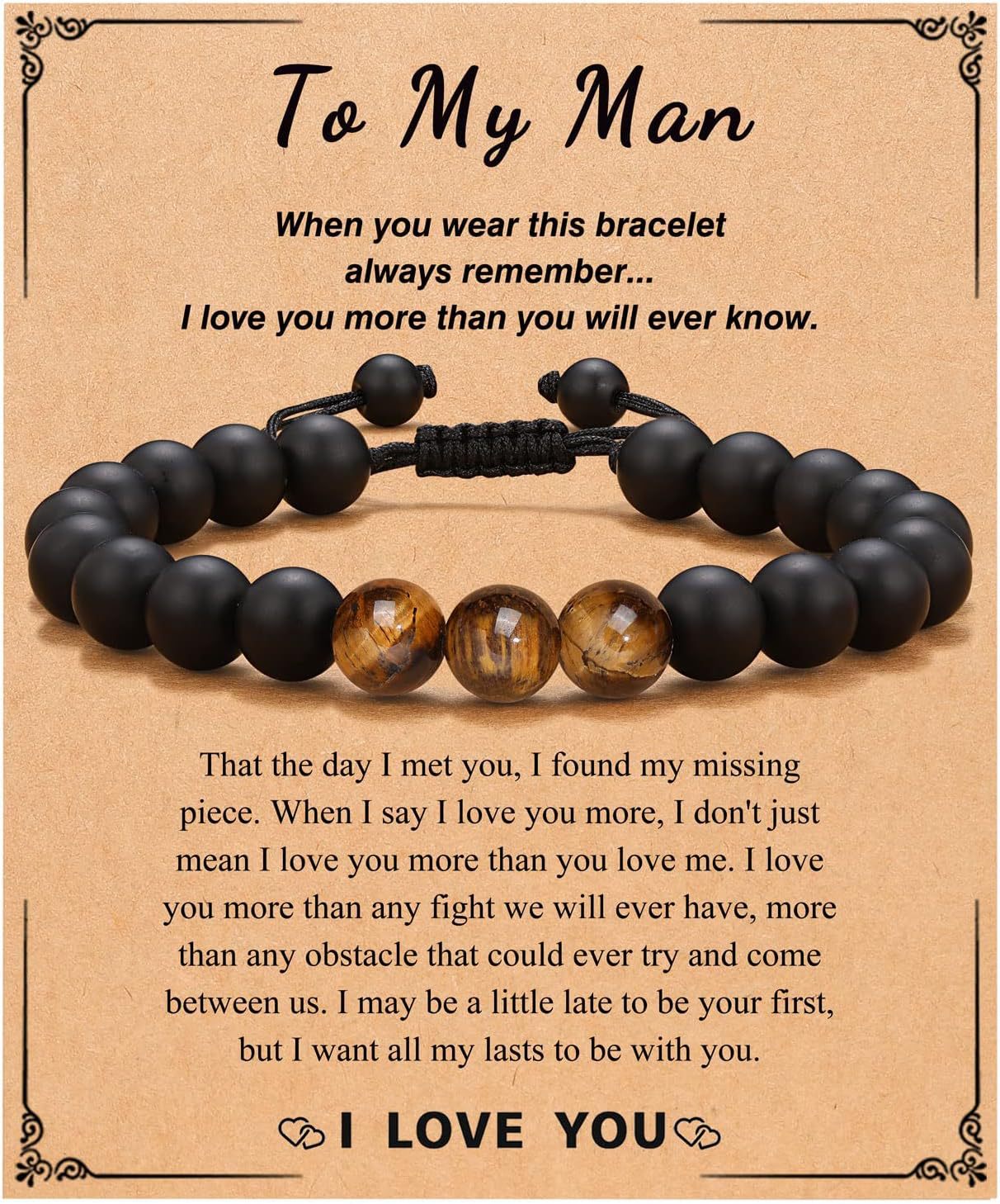 Birthday Gift Bracelet Christmas Father's Day Gift Accessories Tigereye Frosted Stone Men's Bracelet