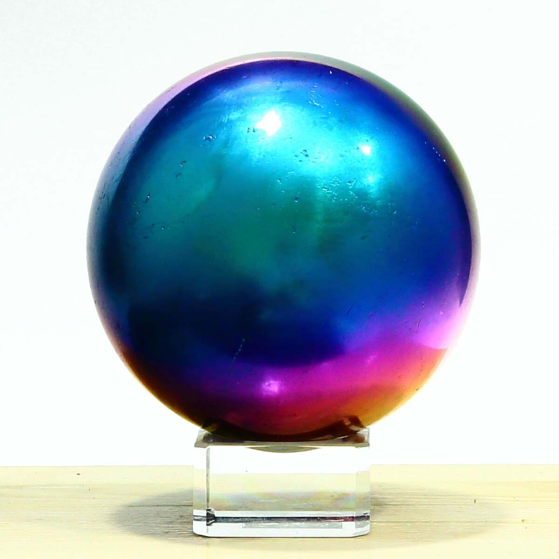 648g Natural Crystal Electroplated Rainbow Crystal Ball Quartz Sphere Healing