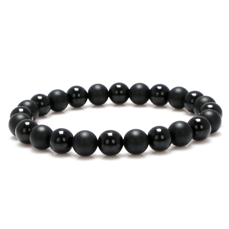 Mens Beads Necklace Black Onyx/Matte Gemstone Healing Stone Chakra Free Bracelet