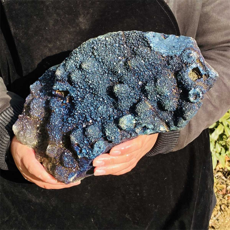 5650g Color Flame Aura Electroplate Agate Quartz Crystal Cluster Specimen