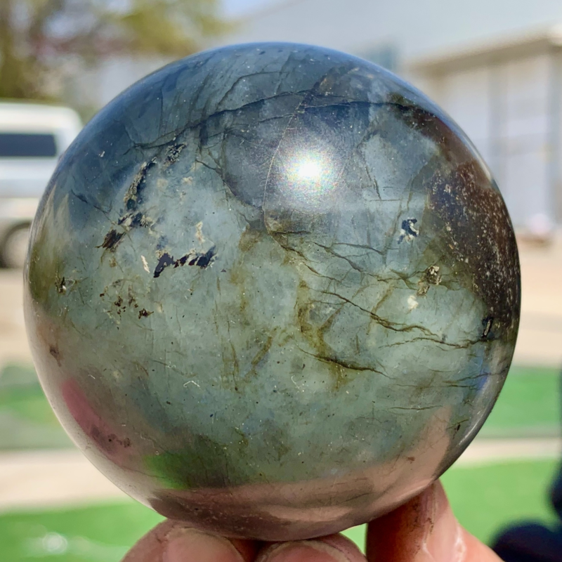 366G Natural Gorgeous Labradorite QuartzCrystal Stone Specimen ball Healing