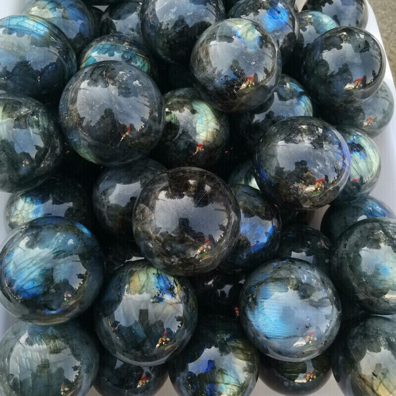 60mm Natural Labradorite Quartz Sphere Crystal Ball Rainbow Reiki Energy Healing