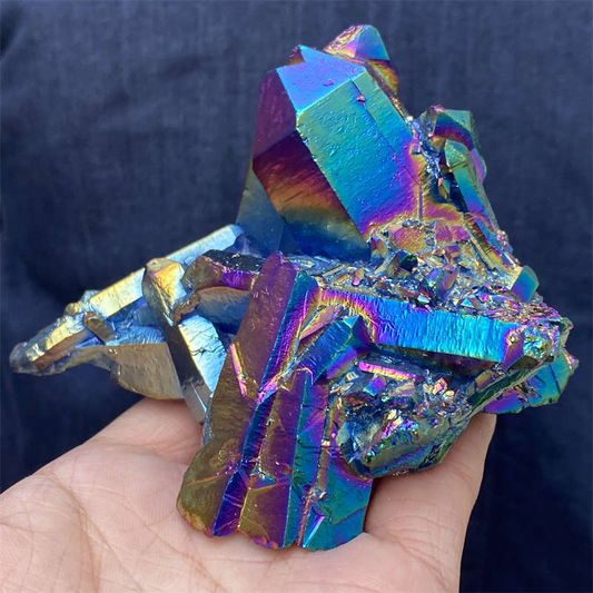 380g Electroplate Rainbow cluster quartz crystal mineral specimen reiki healing