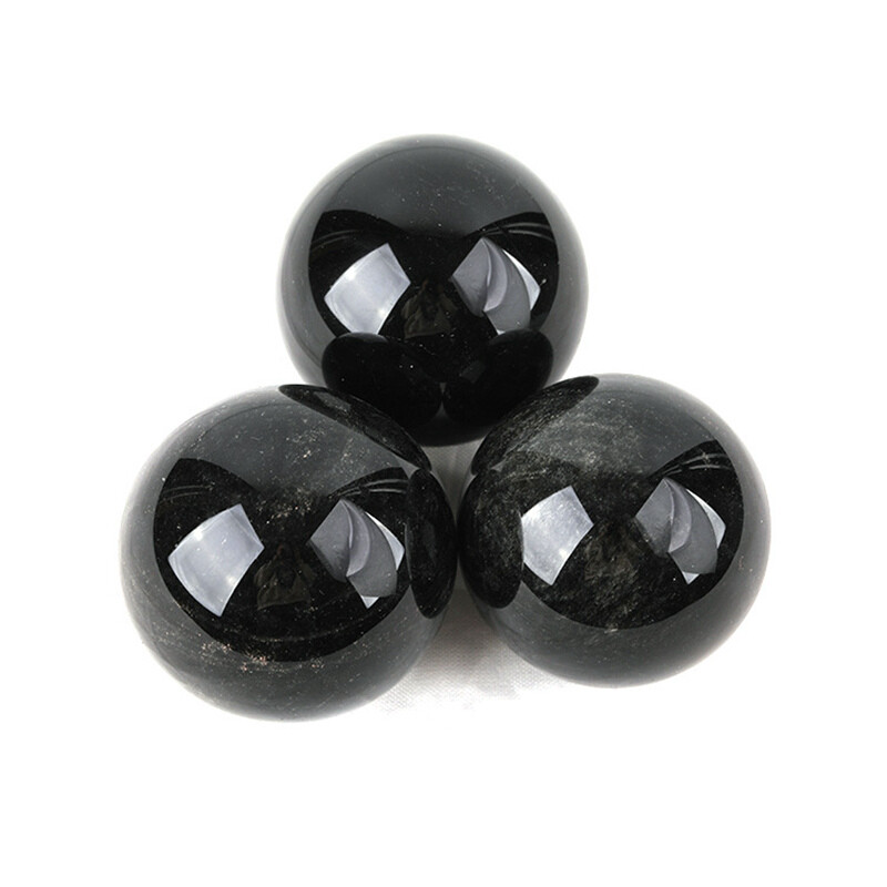 80mm Große Natürliche Schwarze Obsidian Stein Kugel Heilung Quarz Kristall Ball