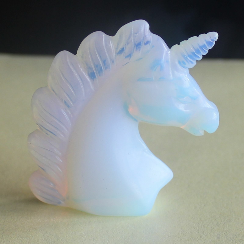 HLbshi Hand Carved Mixed Gemstone quartz crystal Unicorn animal Figurine Carving