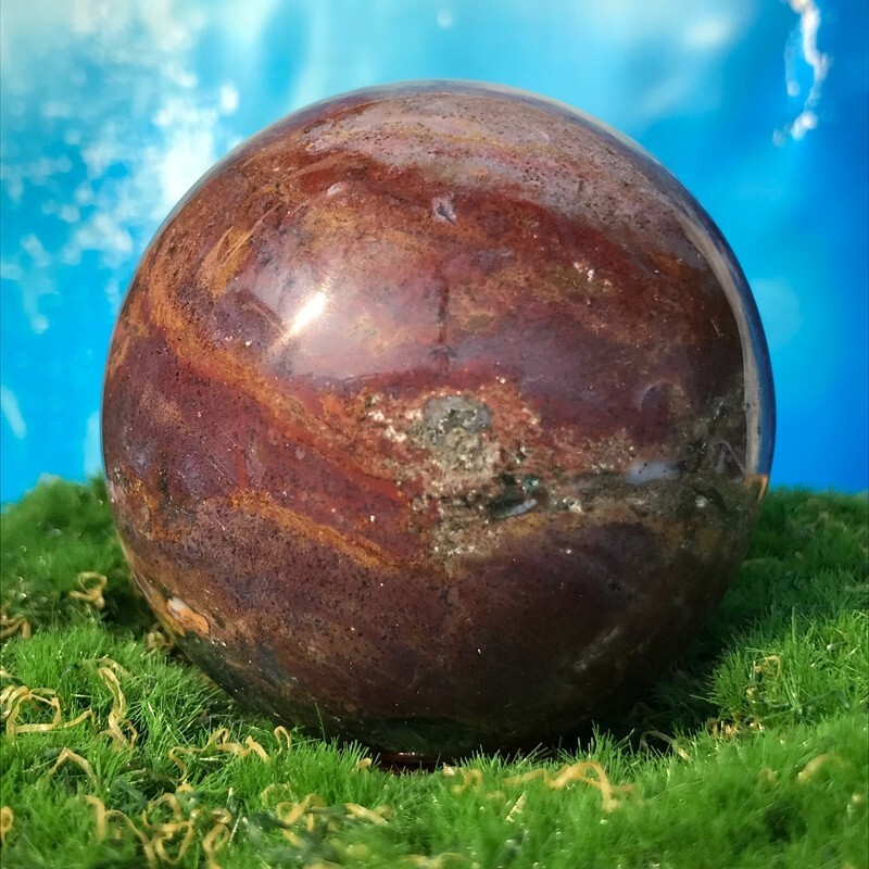 358G Rare Natural Ocean Jasper Quartz Ball Crystal Ball Sample Repair