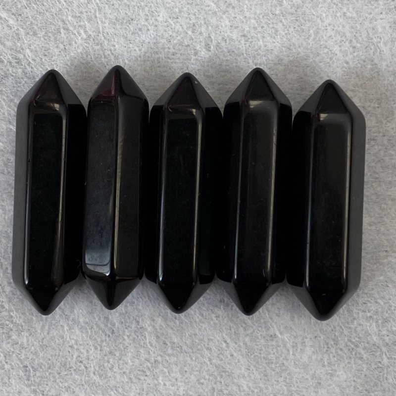 10pcs Natural Obsidian Obelisk Quartz Crystal Wand Double Point Healing