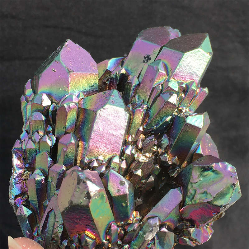 480g Electroplate Rainbow cluster quartz crystal mineral specimen reiki healing