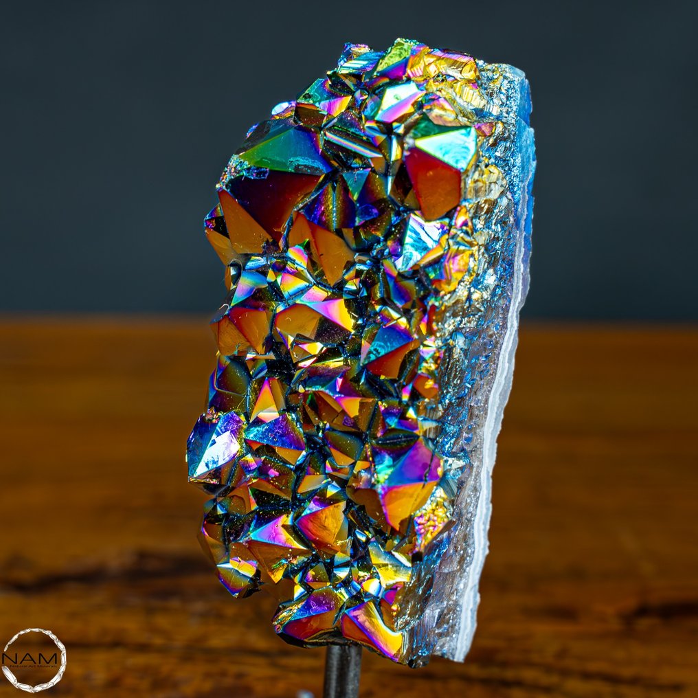 Very Rare AAA+++ Rainbow Aura Amethyst on stand- 400 g