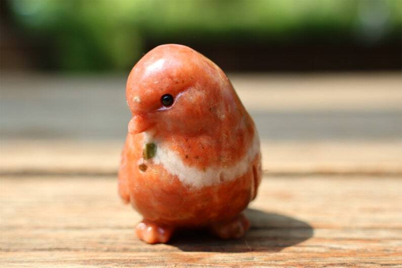 2.4" Natural Sesame stone Carved bird Reiki Creative Crystal Skull decor gift 1x