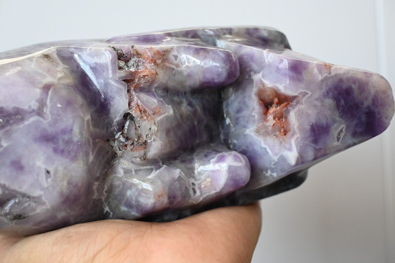 4.2LB Top Natural Dreamy Amethyst Quartz hand Carved Crystal Alien Skull reiki