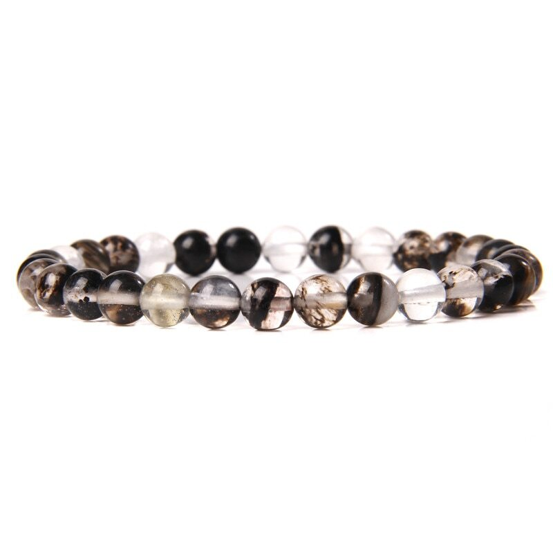 Handmade Natural 6mm Crystal Agates Stretch Bracelet for Women Men Jewelry Gifts