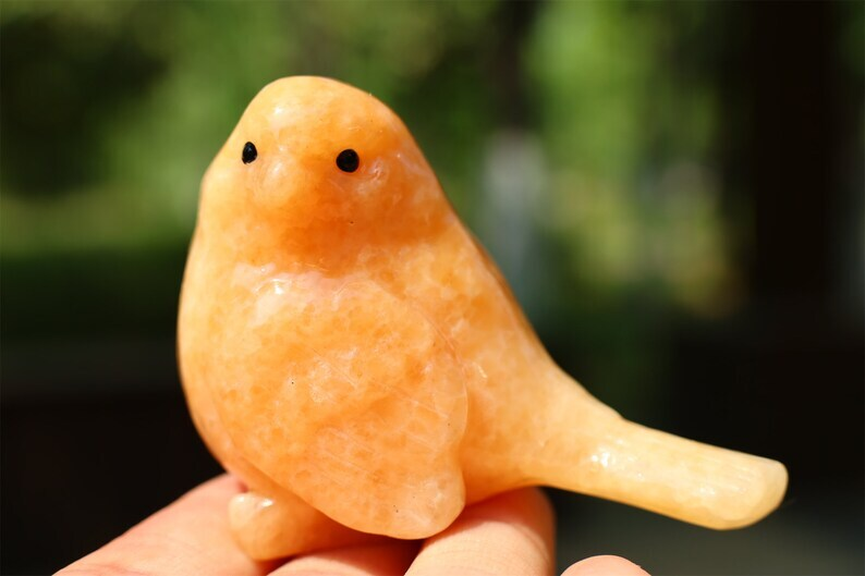 2.4" Natural Sunstone Carved bird Reiki Creative Crystal Skull decor gift 1pc