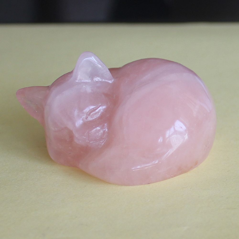 Carved crystal gemstone crystal sleeping cat figurine animal statue decor 2&apos;&apos;