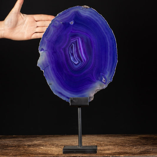 Detail of Purple Dyed Agagta Slab - Colored Agate Slide - Height: 40 mm - Width: 21.5 mm- 1279 g