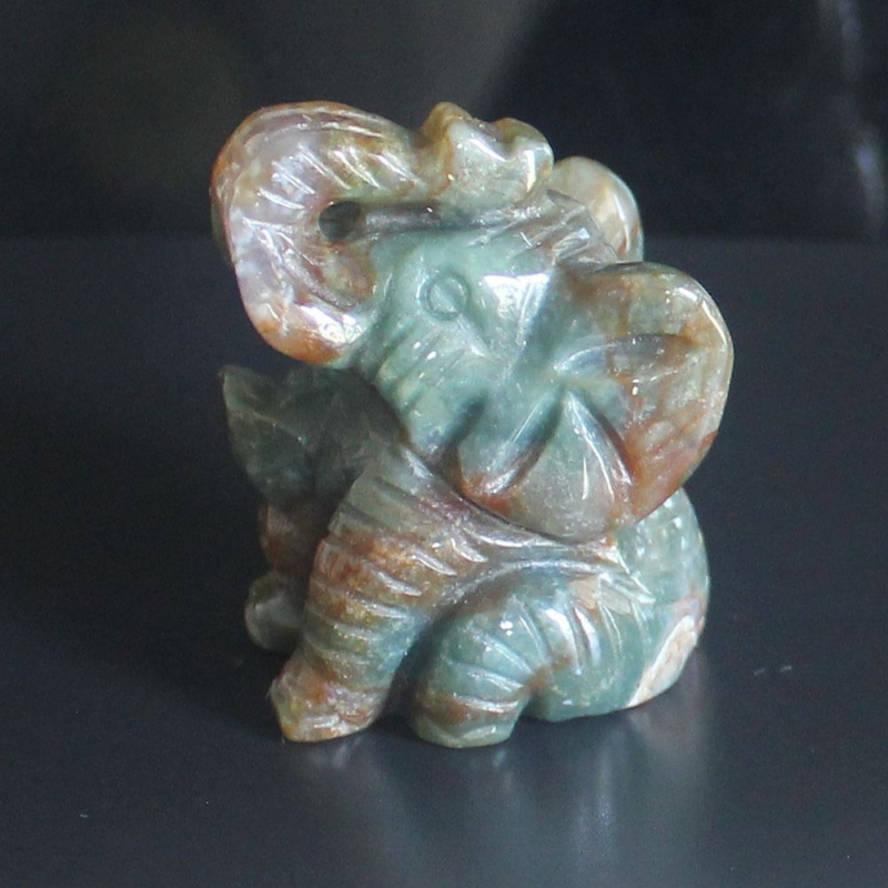 Carved gemstone crystal sitting elephant figurine animal carving home decor 2&apos;&apos;