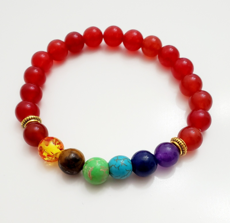 7 Chakra Healing Balance Beaded Bracelet Natural Stone 8 mm Beads.