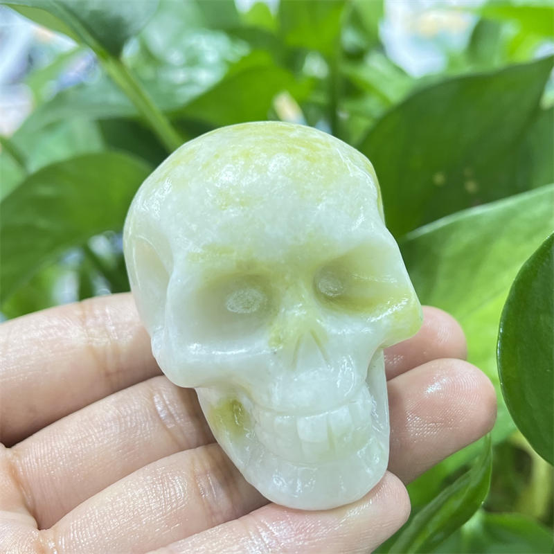 1pc Natural Green jade skull hand carved Quartz Crystal skull Reiki