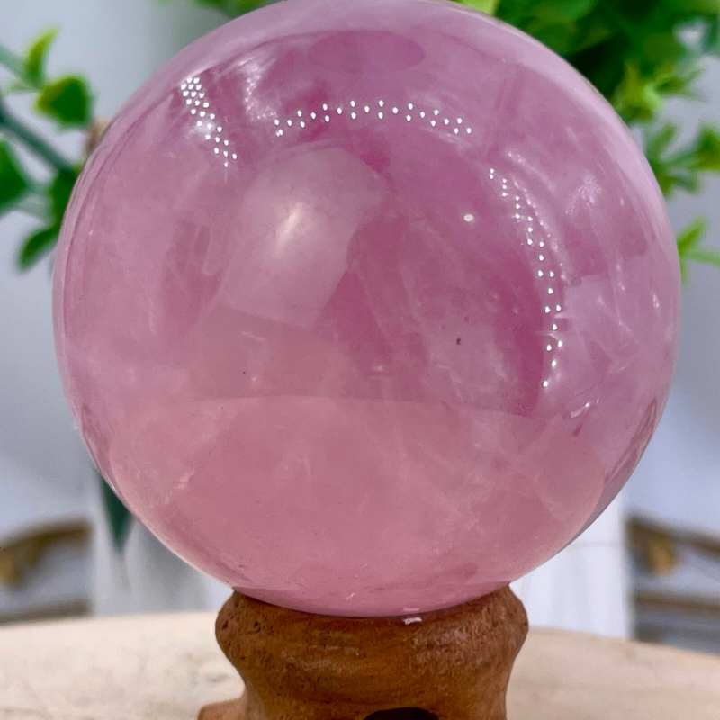 243G Natural Crystal Pink Rose Chakra Quartz Sphere healing ball Specimen