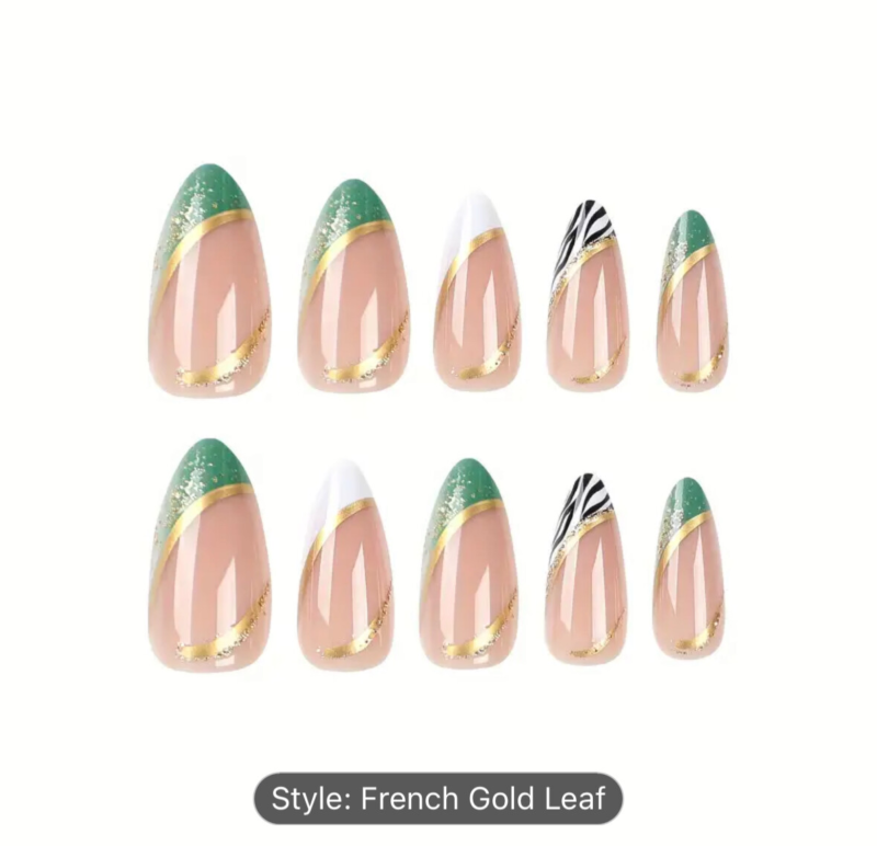 24pcs Press On False Finger Nails Fake Nails Glittered Solid Colours 52 Options