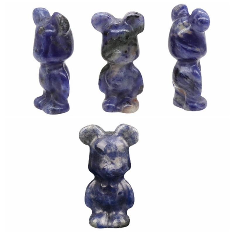 Natural Quartz Crystal Gloomy Little Bear Healing Gemstone Skull Carved Animal