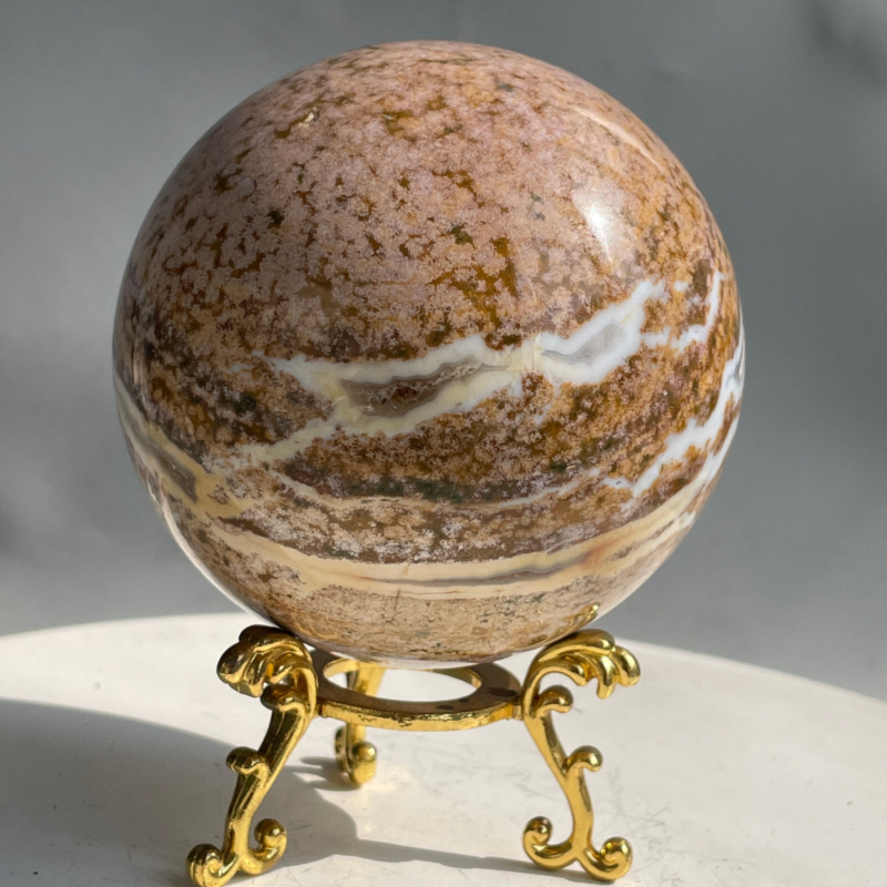 588G Natural Ocean Jasper Jade Crystal Polished Sphere Ball Healing Ball