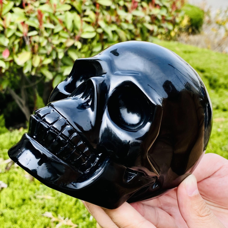 4.11LB Natural Obsidian gem skull Quartz Carved Crystal Skull Reiki Healing