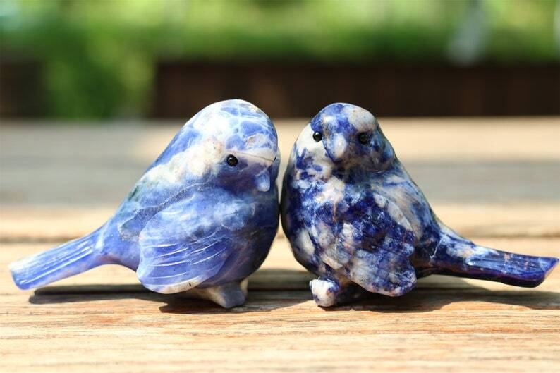 2.4" Natural Sodalite Carved bird Reiki Creative Crystal Skull decor gift 1pc