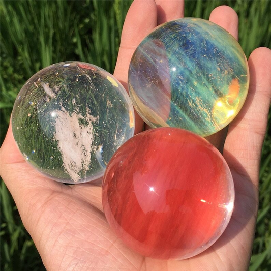 3pc MIX Melting Stone Ball Quartz Crystal Divination Mineral Specimen Reiki Heal