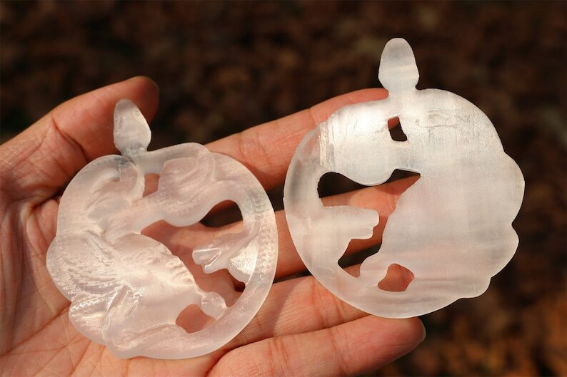 3.1" Hand Carved Natural Gypsum Medusa Reiki Crystal Skull Decor Crystal Gift 1x