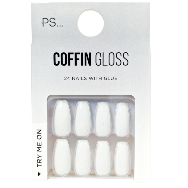 False Nails Press On Fake Tips Stick Coffin Square Full Cover Primark Glue 24pk
