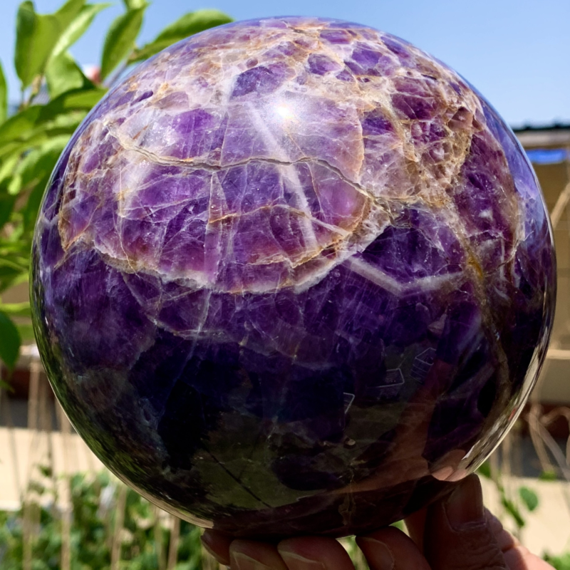 6.33LB Natural beautiful Dream Amethyst Quartz Crystal Sphere Ball Healing