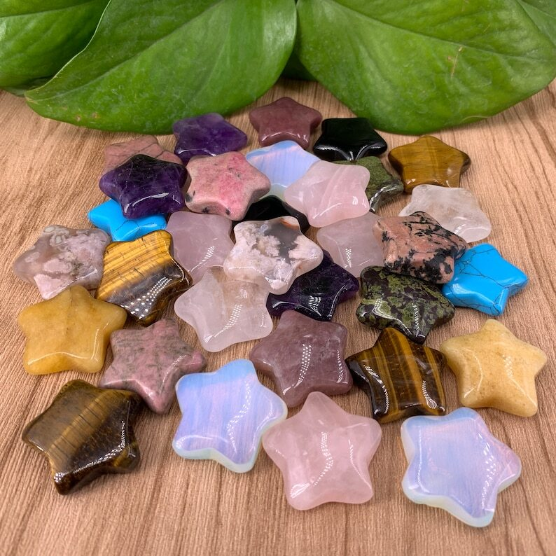 Mix Material Crystal Star Carving Pendants Collection Reiki Heal Wholesale Gift