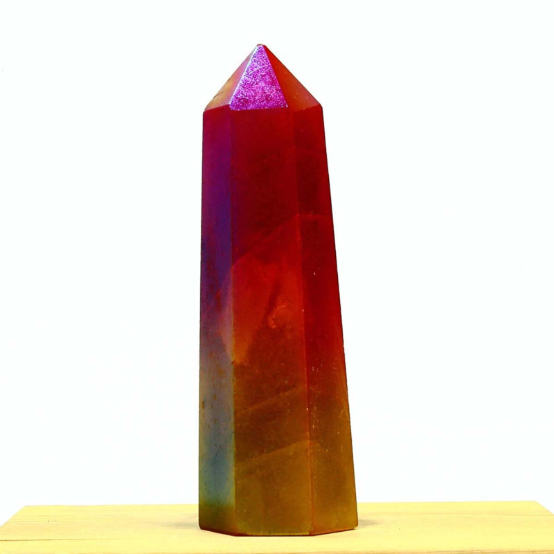 263g Electroplated Natural Crystal Quartz Tower Crystal Point rainbow Healing