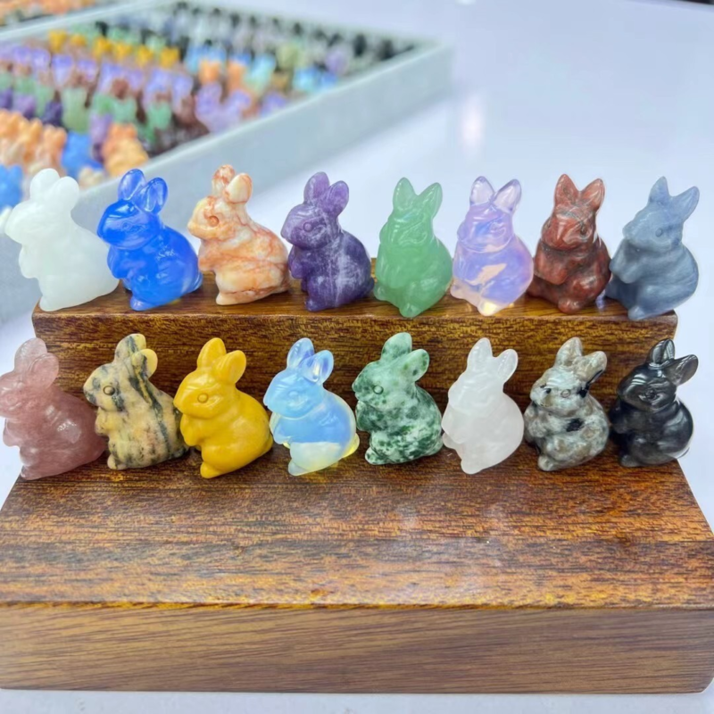 50pcs Natural Mini Mix quartz crystal carved Rabbit skull Reiki random