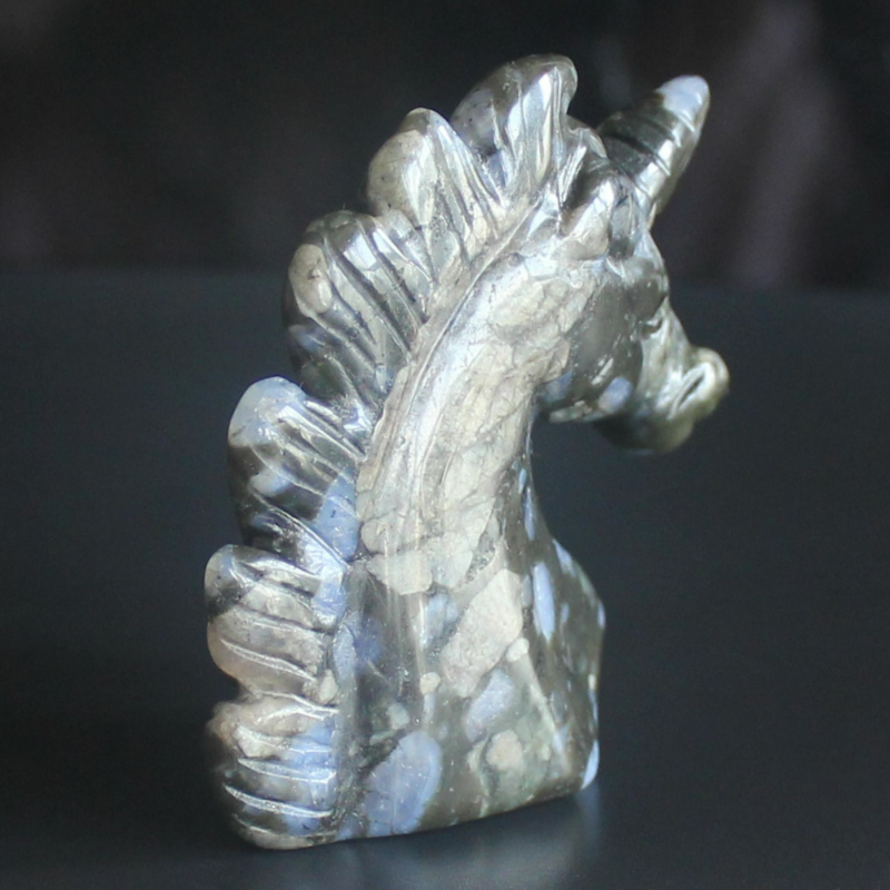 HLbshi Hand Carved Mixed Gemstone quartz crystal Unicorn animal Figurine Carving