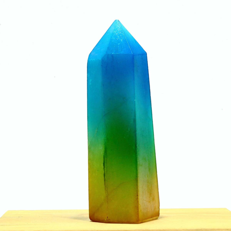 298g Electroplated Natural Crystal Quartz Tower Crystal Point rainbow Healing