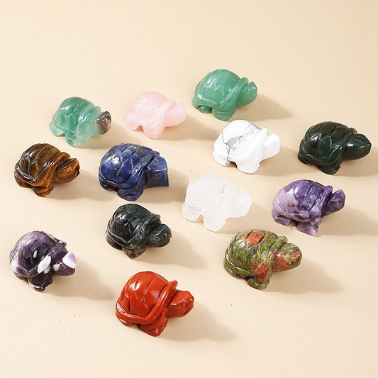 Natural Quartz Carved Longevity Tortoise Crystal Healing Gemstone Animal Turtle
