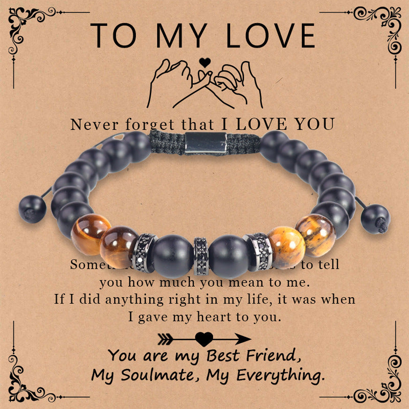 Birthday Gift Bracelet Christmas Father's Day Gift Accessories Tigereye Frosted Stone Men's Bracelet