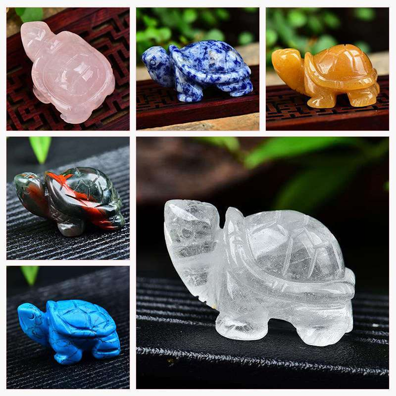 Natural Quartz Crystal Longevity Chakra Healing Stone Carved Turtle Animal Reiki