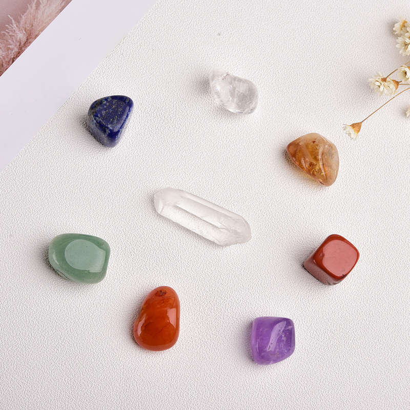 5Sets Natural Quartz Crystal Gemstone 7 Chakra Healing Balance Tumbled Stones
