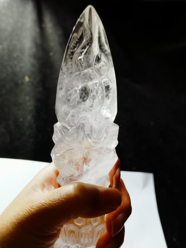 Giant Tibetan High Altitude Clear Quartz Crystal Amulet Dorje Vajra Phuba 10.2&apos;&apos;