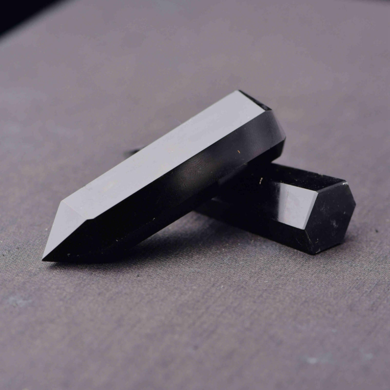 50-60mm Natural Obsidian Quartz Crystal Stone Point Healing Hexagonal Wand Black